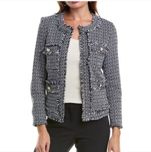 Nanette Lepore Black Tweed Blazer Jacket 16 Plus